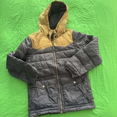 Levis Down Jacket Mens Small Navy Corduroy Yoke Hooded Puffer Coat Pertex Pro - Image 1 of 4