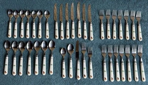 40 Piece Stainless Steel Flatware Plastic Ivory Handles w/Horse Screen Print - Picture 1 of 16