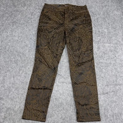 Chicos Jeggings Mujer 12 Marrón Estampado Animal Delgado Elastizado Tiro Medio Pantalones Spandex Foto 1 de 4