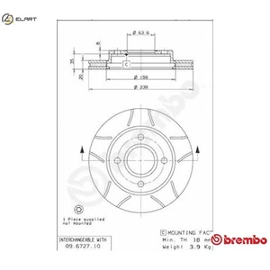 2x BRAKE DISC 09.6727.77 FOR FORD JL482QA 1.6L 4cyl FIESTAF6G/F6F/F4B/FUH 1.4L - Picture 1 of 10