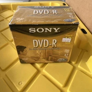 Sony DVD-R Recordable Blank Disc Media 10 Pack 120 Min 1-16x 4.7 GB With Sleeves - Photo 1/3