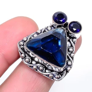 Anillo de joyería enchapado en plata con zafiro azul (simulado) de Madagascar s.6 T0 - Imagen 1 de 5