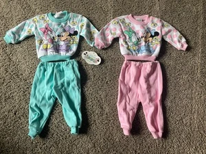 Vtg Disney Babies Baby Girl Sweatshirt Pant Sets Minnie Daisy Bear NB-6 mos 1984 - Picture 1 of 8