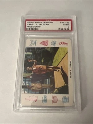 1958 LEAF CARDO TRADING CARDS #W-33 PRESIDENT HARRY S TRUMAN GRADED PSA 9 MINT - Image 1 of 4