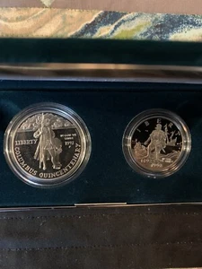 1992 Columbus Quincentenary Proof Commem 90% Silver Dollar And CN-Clad Half Set - Picture 1 of 3