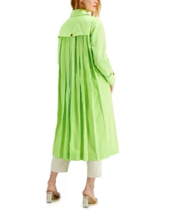 $148 ALFANI Women's Button Lime Green Back-Pleat Trench Coat Size S NEW - Picture 1 of 4