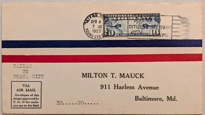 # C7 - First Flight Inaugurating Contract Airmail - Milton T. Mauck - 4/4/1927 - Image 1 of 2