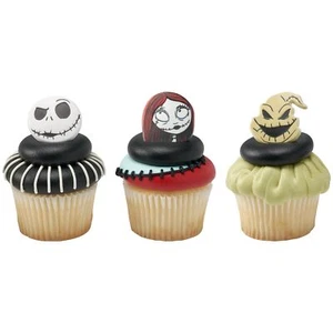 Disney Nightmare Before Christmas Cupcake Toppers 24 Pack Halloween Rings - Picture 1 of 14