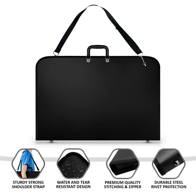 A3 VINYL BLACK WATER PROOF DESIGN PORTFOLIO CASE ART WORK PAINTING FOLDER BAG