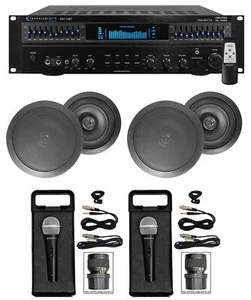 1500 Watt Home Karaoke Machine System+(2) 6.5" Black Ceiling Speakers - Picture 1 of 11