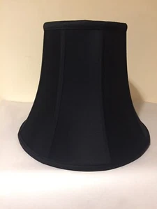 12.5" Tall -Black Shantung Silk Lampshade Bell with Gold Liner. - Picture 1 of 3