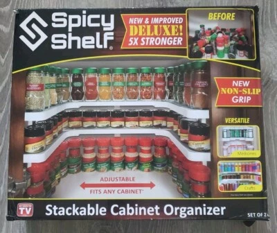 The Spicy Shelf Deluxe, 1 Juego de 2 Estantes Organizador de Estante de Especias, Plástico, Blanco Foto 1 de 2