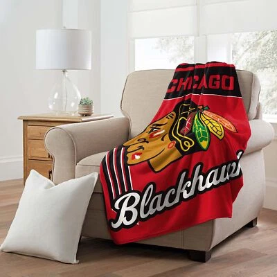 Manta de microfibra con licencia oficial de la NHL Chicago Blackhawks 46" x 60" Foto 1 de 4