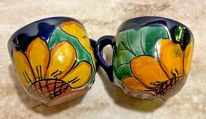 Talavera messicana fatta a mano mini tazza tazza girasole blu cobalto decorazione casa cucina - Foto 1 di 8