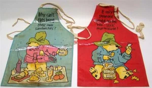 2 Vintage 1979 SARI Fabrics PVC & Cotton Paddington Bear Bib Aprons - England - Picture 1 of 11