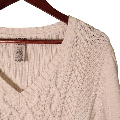 Suéter feminino St Johns Bay tamanho XL mistura angorá creme cabo malha pulôver marfim - Imagem 1 de 4