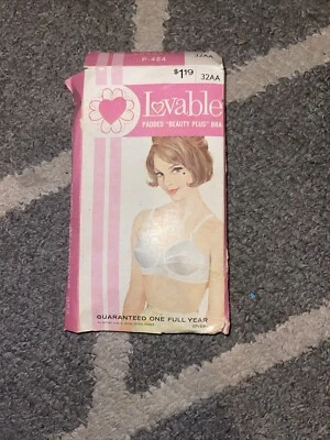 Sutiã de mergulho raro vintage adorável 32AA renda branca com caixa - Imagem 1 de 4