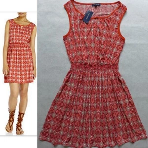 NWT MAX EDITION Free Spirit Printed Smocked Waist Key-hole Gypsy People dress L - Picture 1 of 12