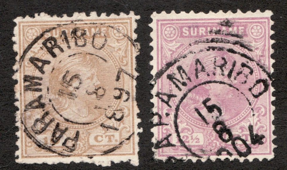Surinam 1892-95 Sc# 25-26 Reina Guillermina. Sellos usados. Foto 1 de 1