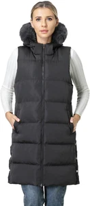 Women'S Waterproof Long Puffer Vest Sleeveless Warm Winter Coat down Alternative - Picture 1 of 12
