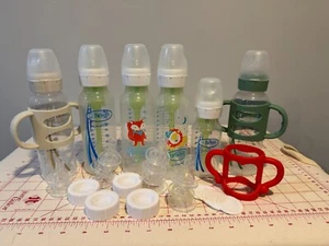 NICE- Dr. Browns 6 Lot of Baby Bottles plus extra Nipples, Lids, caps & handles - Picture 1 of 5