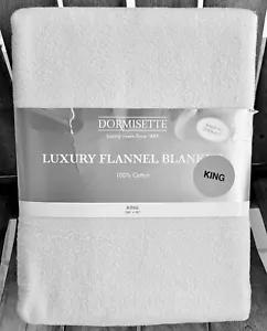 Dormisette Luxury 100% Cotton Flannel King Size Blanket - Made in Germany WHITE - Picture 1 of 2