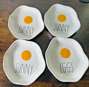 Rae Dunn Sunny Egg Plates Set of 4 EGGS Fancy Plate RARE Set NEW 6" Collection - Picture 1 of 6