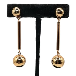 J Crew Barbell Ohrringe lang Modernist Ohrhänger mit Kugel goldfarben - Bild 1 von 4