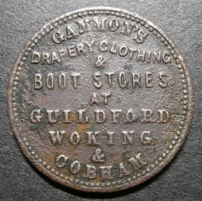 Farthing token 19thC - Gammon drapers Guildford Woking Cobham Surrey BUF W.1716 - Image 1 of 2