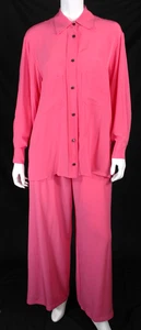 Conjunto de blusa y pantalón DUSAN Bubblegum rosa seda crepé cuello M - Imagen 1 de 12