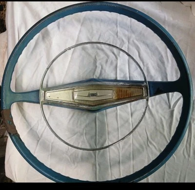 1958 Chevy Biscayne Del Ray Yeoman Nice Orig Green GM Steering Wheel & Horn Cap - Image 1 of 4