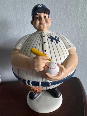 2004 SOUVENIR 6" HIGH NEW YORK YANKEES BASEBALL  DEPT 56 FLIP TOPS CANDY DISH - Image 1 of 4