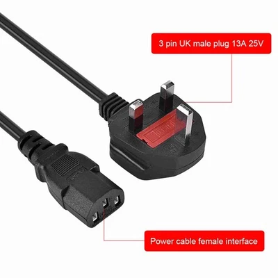 1.8m 3-Pin UK Male Plug Power Cord Cable - For Air Conditioner Refrigerator - Image 1 of 4