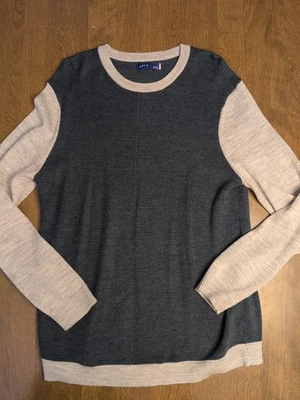 Merino Wool Blend Men's Knit Pullover Sweater Forest Green / Gray Size L - Image 1 of 4