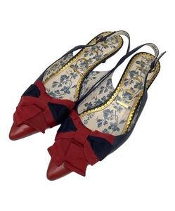 GUCCI Pumps Women's Size 36.5 Navy Leather - Picture 1 of 10