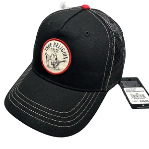 Nuevo True Religion Para Hombres Parche de Buda Logo Malla Gorra de Camionero Snapback Sombrero Negro - Imagen 1 de 10