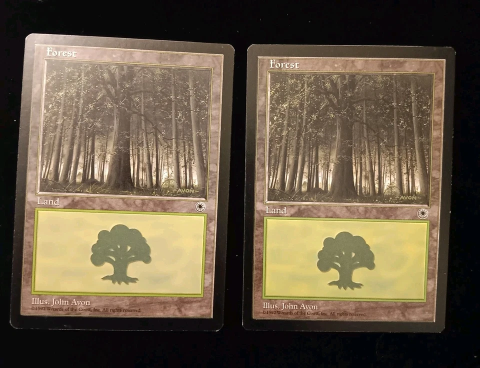 2X Forest (Large Middle) Portal  MTG Magic The Gathering 1997 Free Shipping - Image 1 of 1