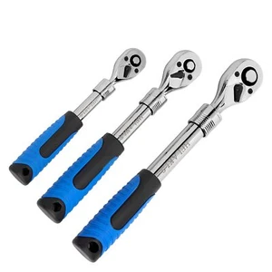 3piece 1/4" 3/8" 1/2inch Drive Socket Ratchet Set Extendable Handle Wrench Quick - Picture 1 of 7