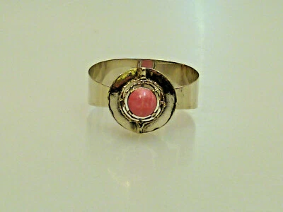 Vintage Armreif Silber 925 Rhodochrosit TEKA Th. Klotz Modernist Cuff Bracelet - Bild 1 von 4