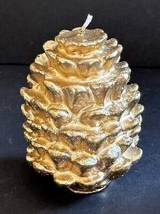 Vintage Pinecone Candles Set of 2 NIB Gold Christmas Decor  - Picture 1 of 12