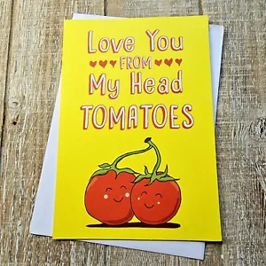 Recycled Paper Greetings Birthday Card 5X7 For Partner Tomatoes Yellow Red - Picture 1 of 7