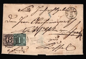 OPC 1856 Thurn & Taxis Budingen to Cassel 100 Cancelar Mi#7 y 9 Sc#42 y 45 - Imagen 1 de 2