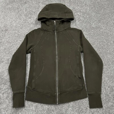 Lululemon Sweatshirt Women 4 Green Hoodie Logo Zip Gym Run Active Yoga Sweater - Image 1 of 4