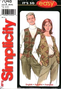 7048 Vintage Simplicity Sewing Pattern Misses Mens Easy Vest Waistcoat OOP Sew - Picture 1 of 2