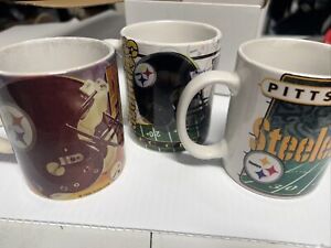 Pittsburgh Steelers Coffee Cups- Lot Of 3- Slight Use