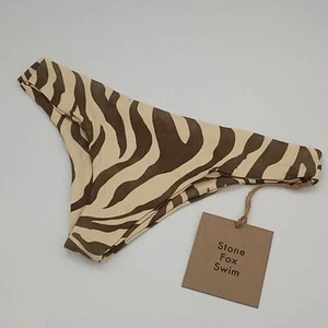 Stone Fox Swim Bikini Bottom Womens Small Roca Cheeky Earth Zebra Print - Picture 1 of 9