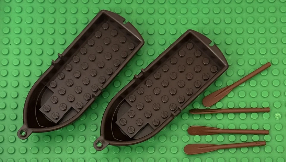 Lego 2 Pieces Pirates Dark Brown Row Boat  And 4 Reddish Brown Oars - Image 1 of 1