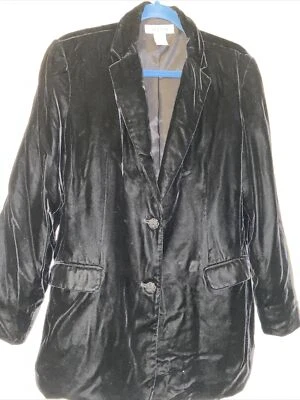 Blazer de terciopelo negro para mujer ALFANI, talla 14 Foto 1 de 4
