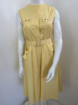 Camisa de vestir vintage C&A 36/12-14 amarilla mezcla de algodón calce y acampanada bolsillos para cinturón Foto 1 de 4