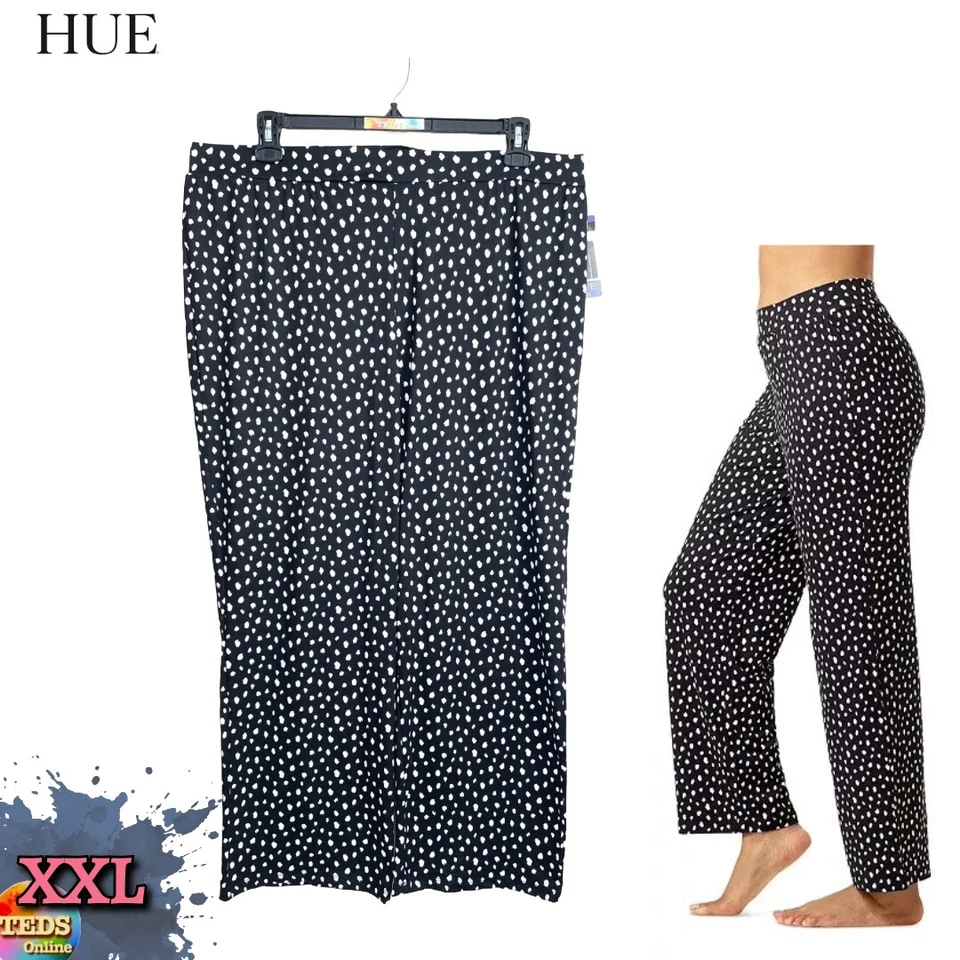 Pantalones de pijama HUE para mujer talla 05/XXL Pure Comfort tiro medio PF241521F negros nuevos con etiquetas Foto 1 de 4